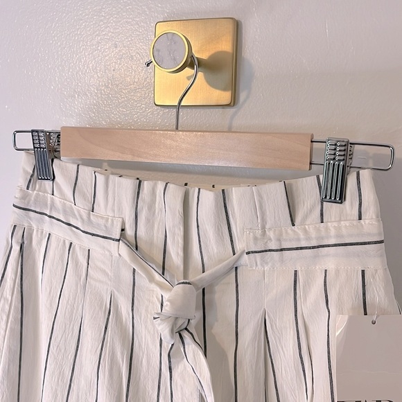 NWT Zara Cotton Blend Striped Casual Wide Leg Coastal Paper Bag‎ Pants Sz XS - Picture 5 of 8